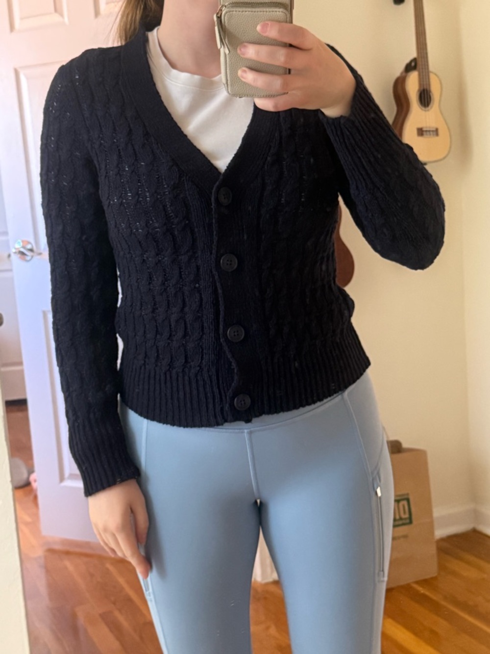Cyrus Navy Cable-Knit Button Cardigan